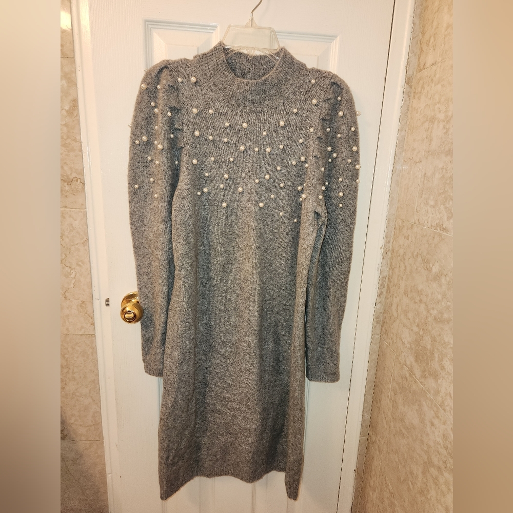 NWT ANN TAYLOR Pearlized Mock Neck Sweater Dress size Medium NWT NEW